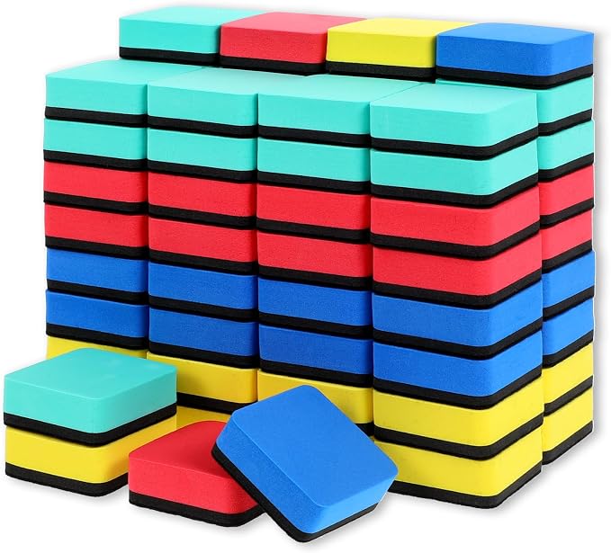 72 Pack Dry Erase Eraser, Magnetic Whiteboard Eraser Bulk, Small White Board by MAQUITA