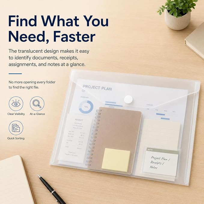 10 Pack Clear Folders for Documents Plastic Folders - Image 6