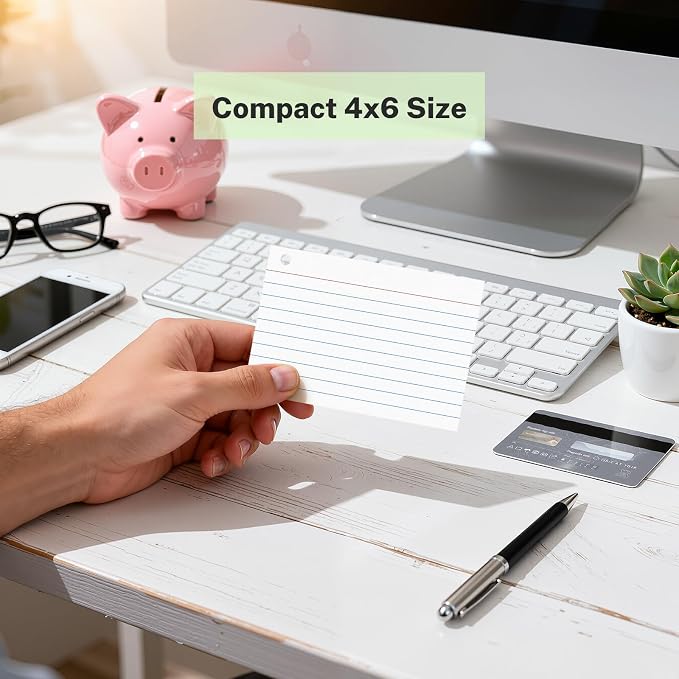 160 Pcs Index Cards with Ring 4 x 6 Inch White Heavyweight Ruled Flash Cards - Image 4
