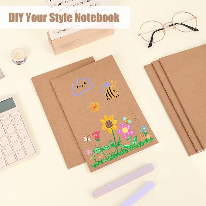 EOOUT 8 Pack Blank Kraft Notebooks, A5 Journals Notebook Bulk, Unlined Paper - Image 6