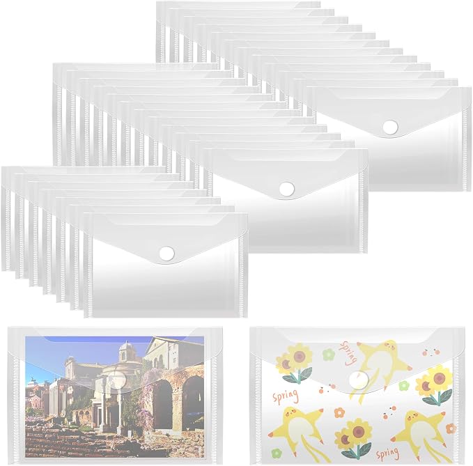Vmiapxo 40 Pack Stamp and Die Storage Pockets, Reusable Small Plastic Envelopes by Vmiapxo