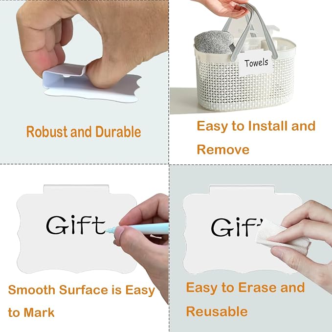 Basket Labels Clip, Include 20 Kitchen Clip Label Holder Removable PVC Bin - Image 3