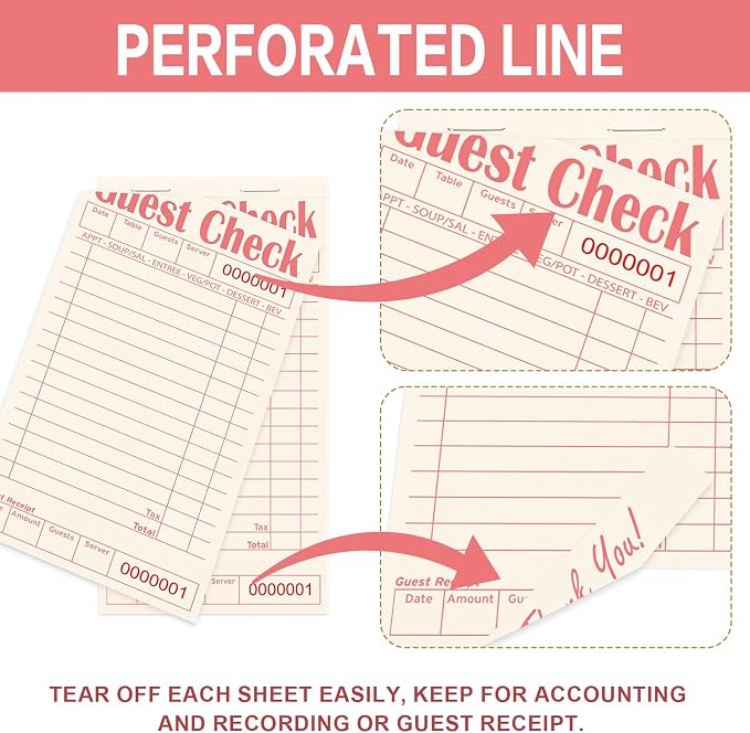 Guest Checks Books for Servers, Server Note Pads, 24 Pack, Natural Color Paper - Image 4