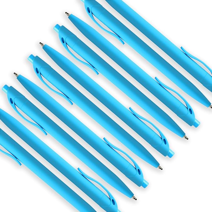 deegtran 100 Pack No Bleed Sky Blue Barrel Click Pens, Wholesale Retractable - Image 3