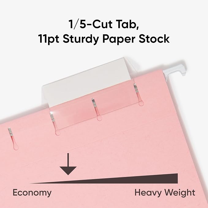 Smead Standard Hanging File Folders, 1/5-Cut Adjustable Tabs, Letter Size - Image 4