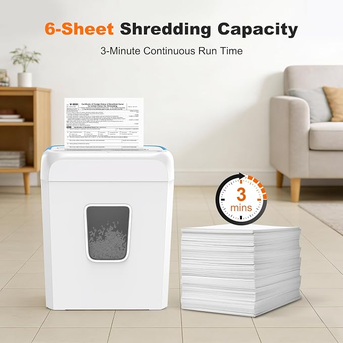 Bonsaii Paper Shredder for Home Use, 3.4 Gal Wastebasket, 6 Sheet Crosscut - Image 3
