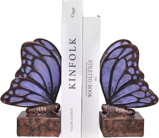 Vintage Purple Butterfly Bookends, Resin Book Ends by Kakizzy