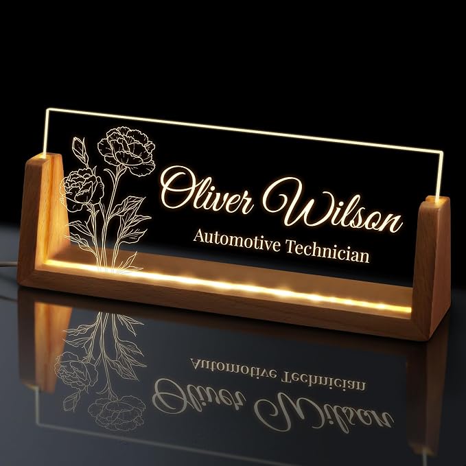 Custom Light Up Name Plate for Desk, Personalized LED Acrylic Name Sign by GifXifyCustomGifts