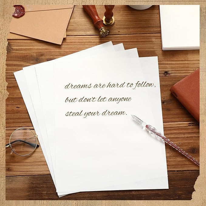 Epakh 200 Sheets Old Age Parchment Paper 8.5 x 11 Inch Standard Letter Vintage Colored Old Parchment Semblance Double Side Printing Paper(White)-DeskLoop Office