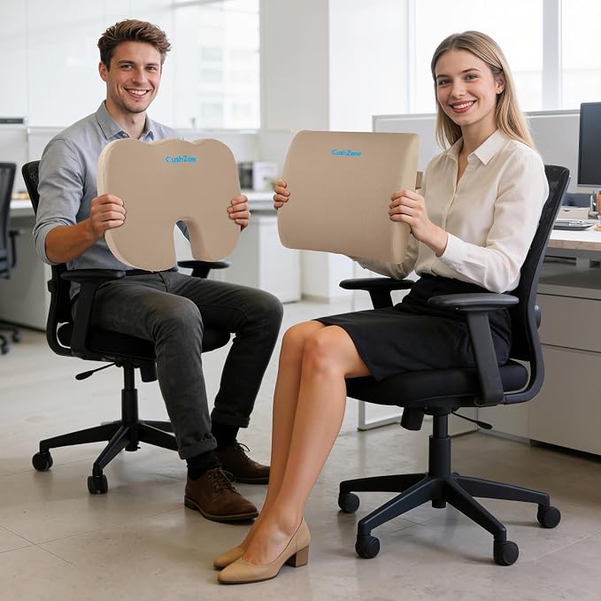 CushZone Ergonomic Seat Cushion & Lumbar Support Pillow - Image 7