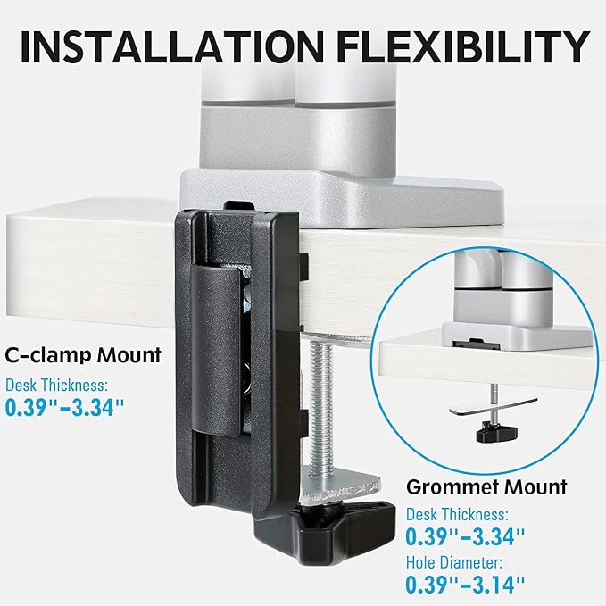 MOUNTUP Dual Monitor Desk Mount, Die-Cast Aluminum Fully Adjustable Double Monitor Arm with Gas Spring, Computer Monitor Stand Fits 2 Screen 17 to 32 inch - Each Arm Holds 3.3-17.6LBS, MU0024-DeskLoop Office