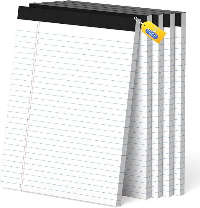 Legal Pads 8.5 x 11, Wide Ruled Paper by Glyanlee