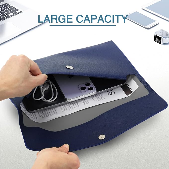 FYY File Folder, PU Leather A4 Document Holder File Organizer Filing Envelope - Image 2
