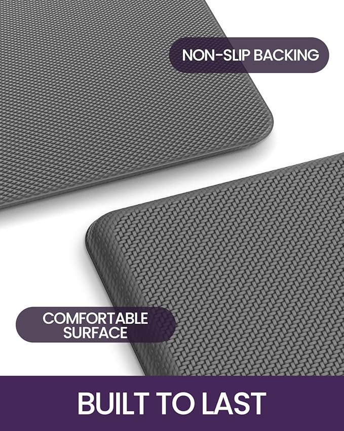 DEXI Kitchen Mat Cushioned Anti Fatigue, Non Slip Waterproof Comfort Standing Floor Rug for Kitchen, Office, Sink, Laundry, 48x20, Grey-DeskLoop Office