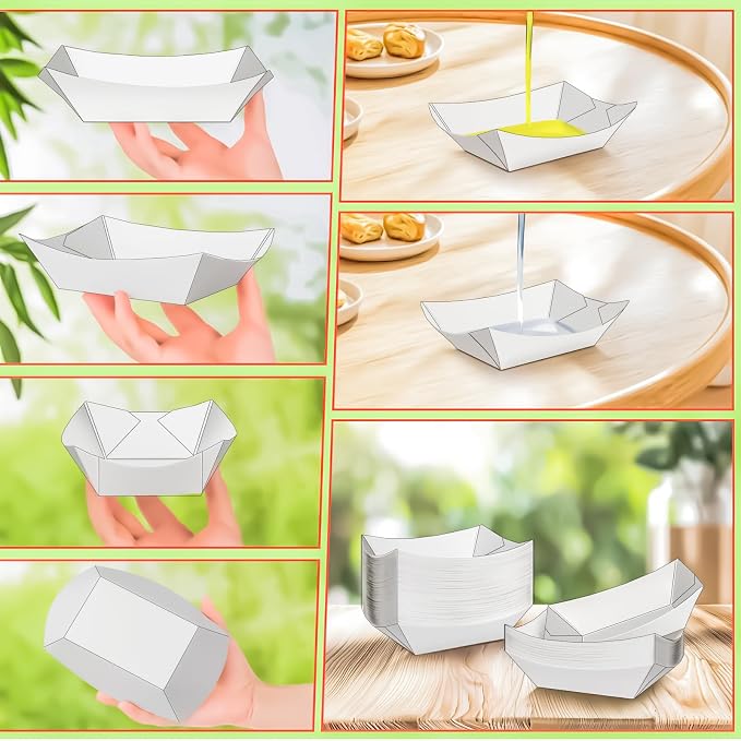 50 Pack 2Lb Paper Food Boat Trays Disposable Paper Boat Plate Containers - Image 4