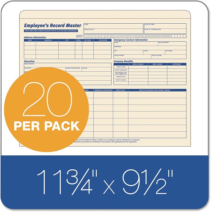 TOPS 3280 Employee Record Master File Jacket, 9 1/2 x 11 3/4, 10 Point Manila - Image 2