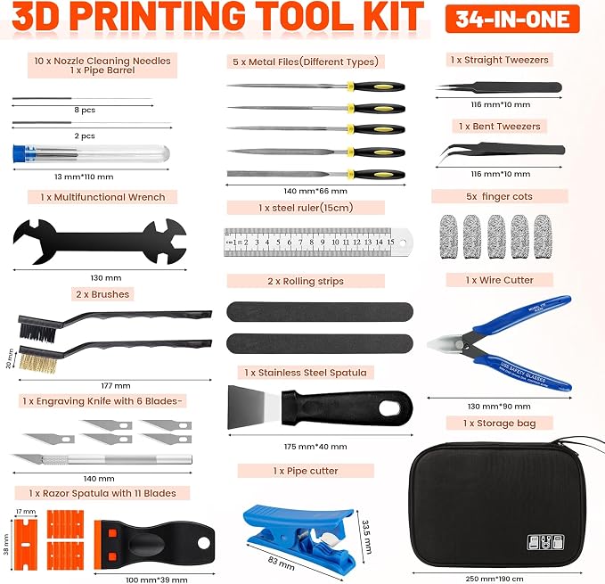 50pcs 3D Printer Tool Kit & Accessories – Nozzle Cleaning Tools, Wire Cutter - Image 2