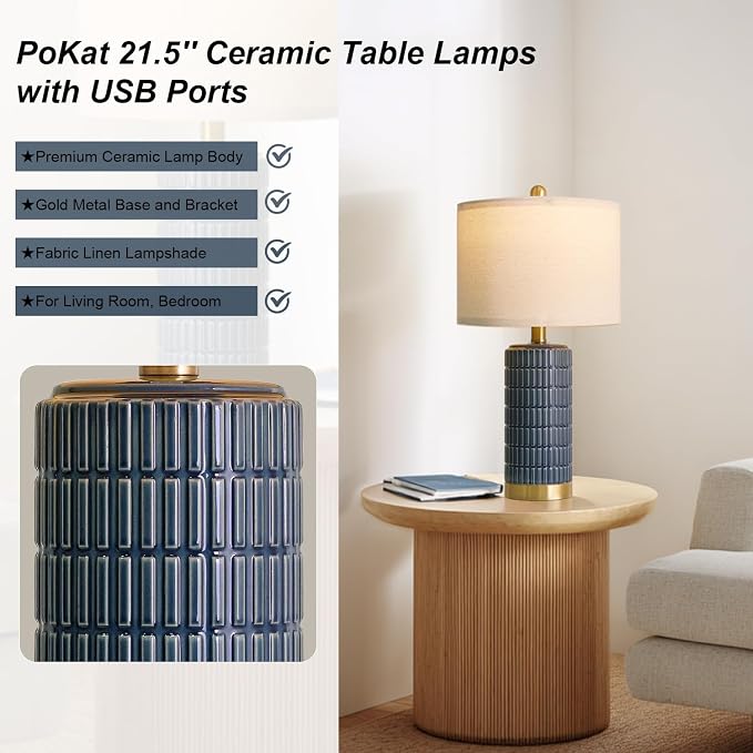 PoKat 21.5'' Bedside Table Lamps Set of 2 - Image 4
