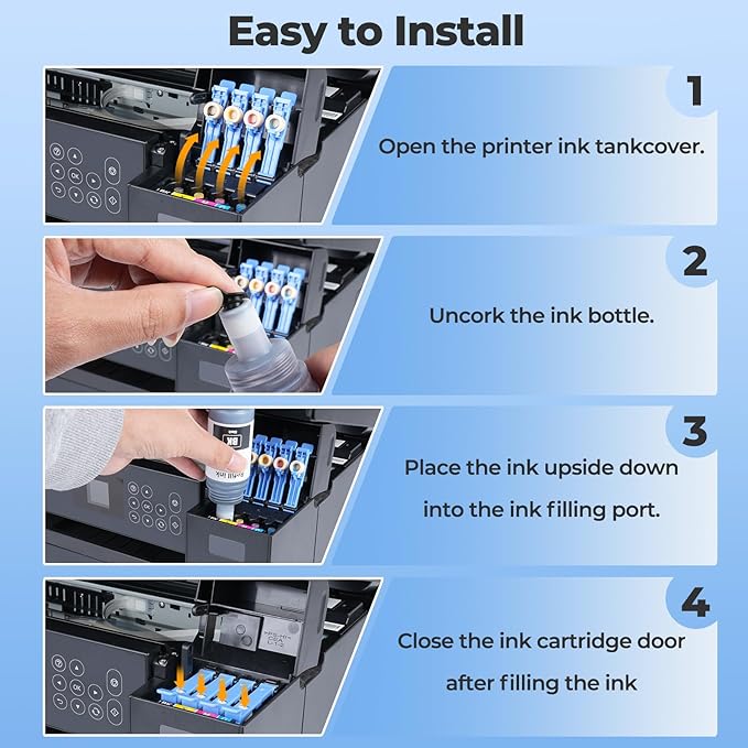 522 Ink Refill Bottles ET-2800 ET-4800 ET-2400 ET-2803 for 522 Ink Bottles Compatible for ET 2800 ET 4800 ET2800 ET 2400 ET4800 ET 2803 ET-2720 ET-4700 ET-4810 ET-2840 Printer (Not Subli)-DeskLoop Office