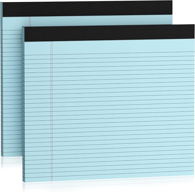 2 Pack Note Pads 11" x 9.5" Legal Pads College Ruled Notepad Micro Perforated by Nichela