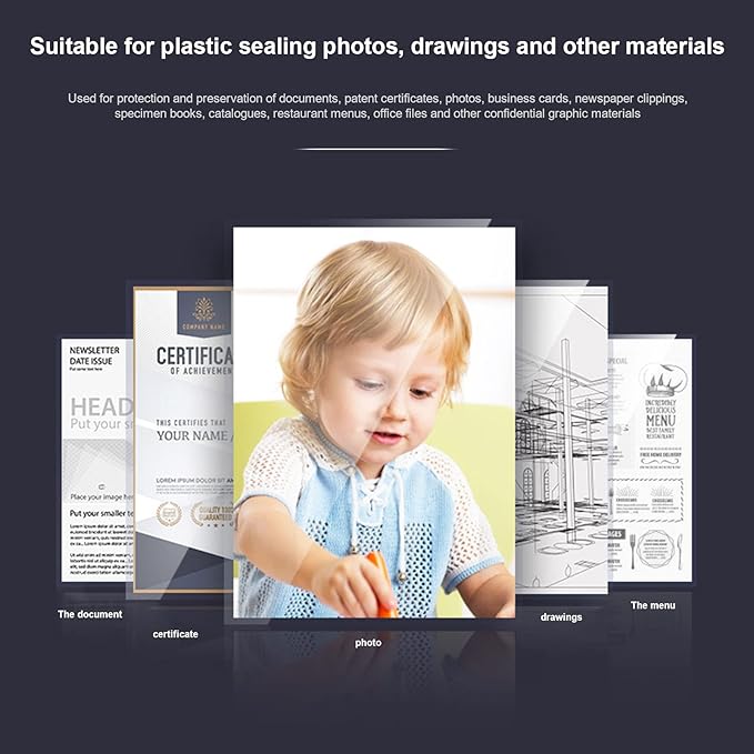 300 Pack 3 Mil Thermal Laminating Pouches, Plastic Laminating Sheets, 9 x 11.5 Inch, 5 x 7 Inch, 4 x 6 Inch, 3.7 x 5.3 Inch, 2.2 x 3.7 Inch for Letter, Photo, Note, ID Badge and Business Card Sizes-DeskLoop Office