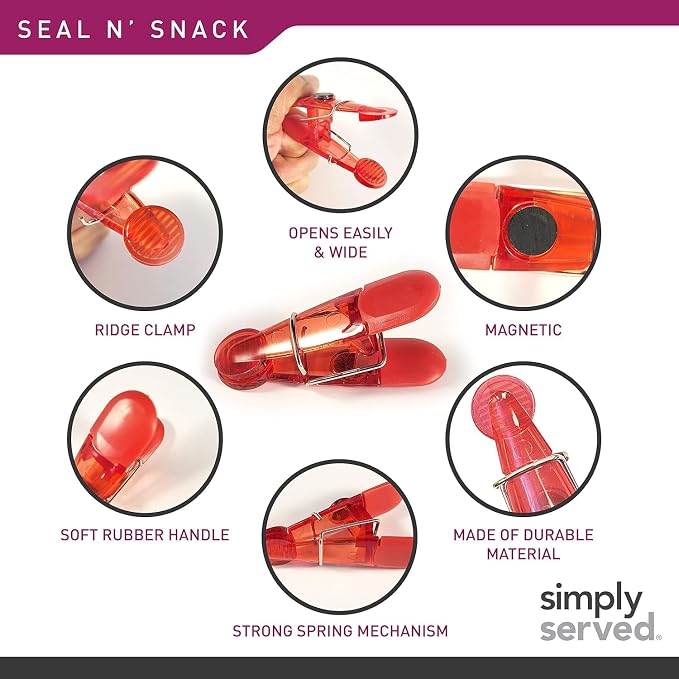 Seal N Snack Magnetic Chip Clips, Keep Pantry Foods Fresh - Image 4