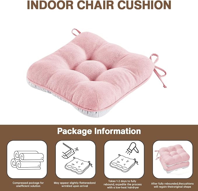 BETU Pink Chair Cushions for Dining Chairs Set of 6, 3.5" Thick Kitchen Table - Image 9