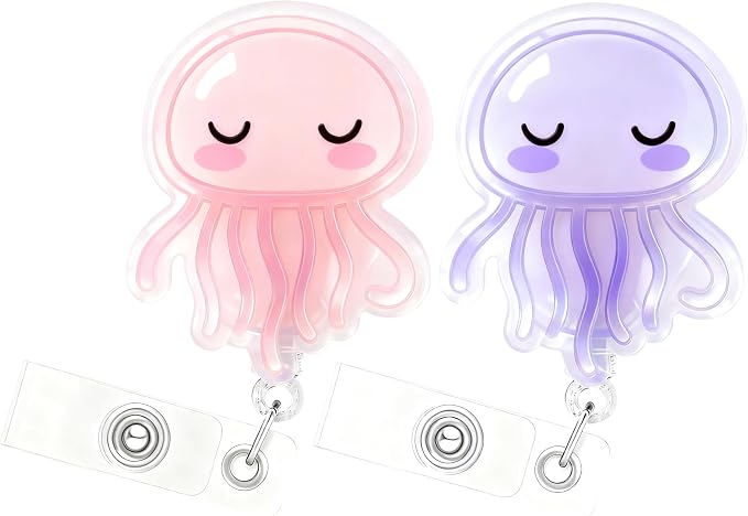 2Pcs Funny Jellyfish Badge Reel Retractable by Unknown