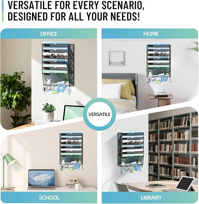 SUPEASY Wall File Organizer, 7 Tier Hanging File Organizer - Image 6