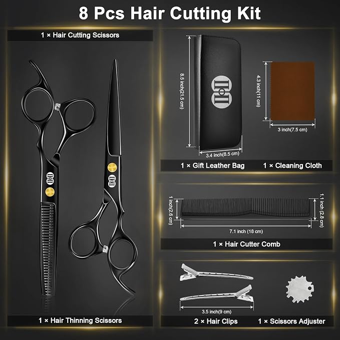 CIICII Hair Cutting Scissors Shears Kit, Professional Barber Haircut Scissors - Image 6