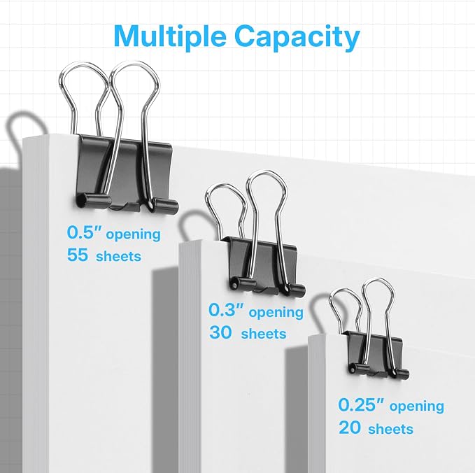 OWLKELA 200 Pcs Black Binder Clips, Paper Clamps, Paper Binder Clip, Metal - Image 5