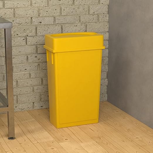 23 Gallon Yellow Slim Jim Trash Can with Drop Shot Lid-DeskLoop Office