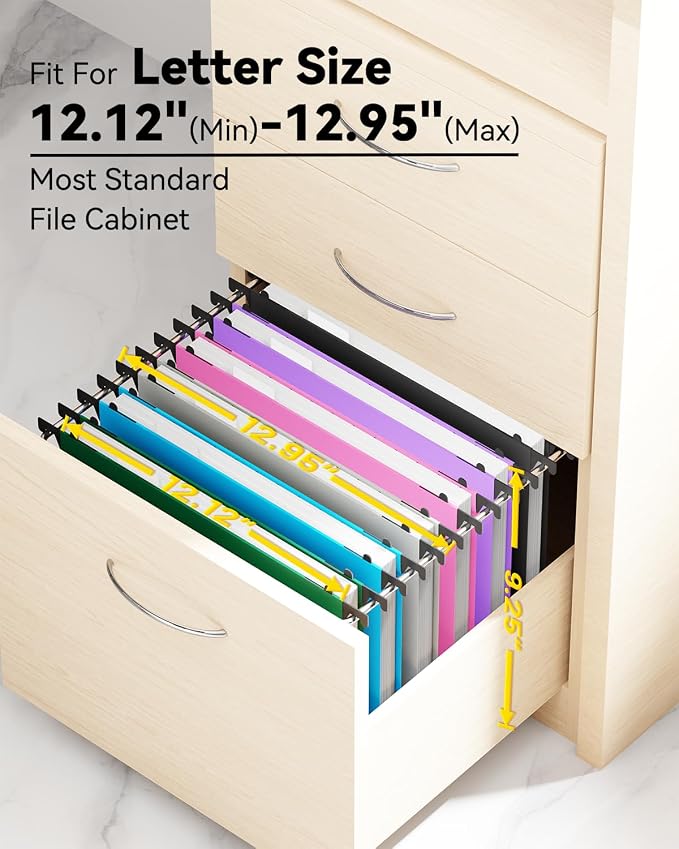 Ansook Letter Size Hanging File Folders, 12 Pack Extra Capacity File Folders - Image 2