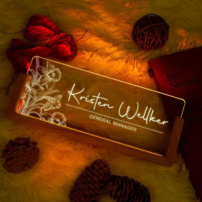 Custom Name Plate for Desk, Personalized Light Up Acrylic Desk Name Plate - Image 2
