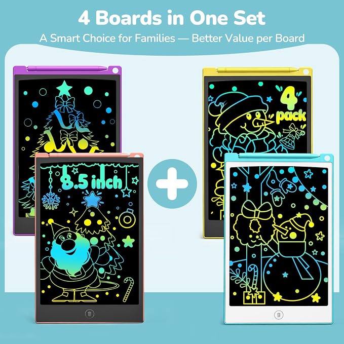 TECJOE 4 Pack LCD Writing Tablet, 8.5 Inch Colorful Drawing Board, Kids Travel - Image 2
