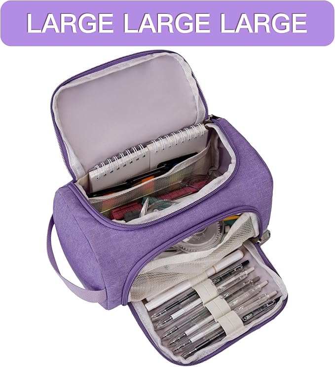 Large Pencil Pouch,Pencil Case Aesthetic,Zipper Pencil Box For Girls Back To School Supplies Emergency Bag Makeup Bag (Purple)-DeskLoop Office