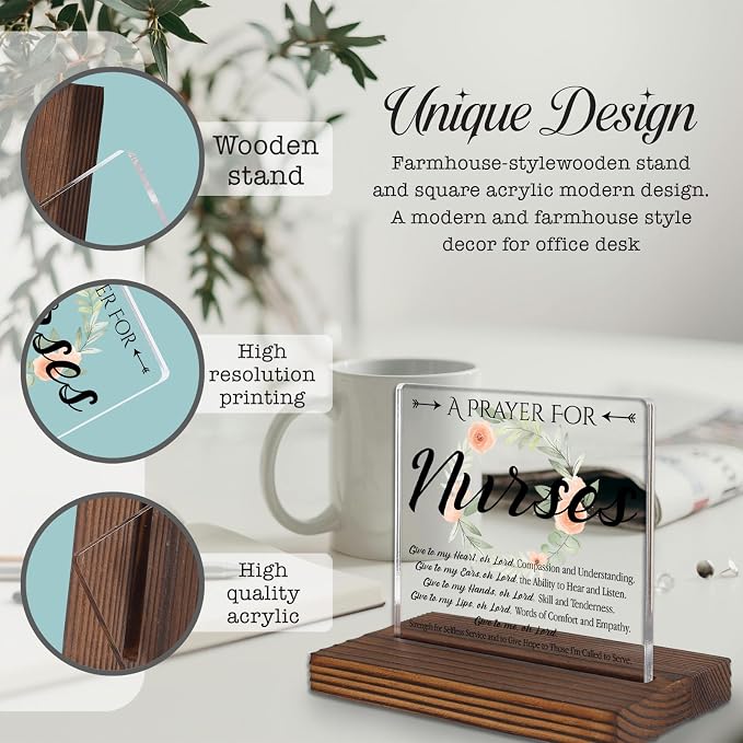 Nurse Prayer Desk Decor Sign, Christian Inspirational Gift - Image 3