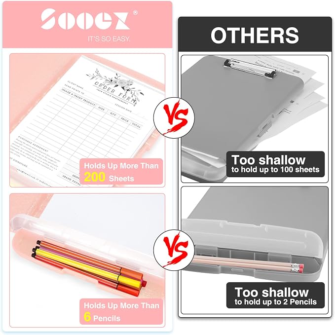 Sooez Glitter Clipboard with Storage, High Capacity Clip Boards 8.5x11 with Pen - Image 2