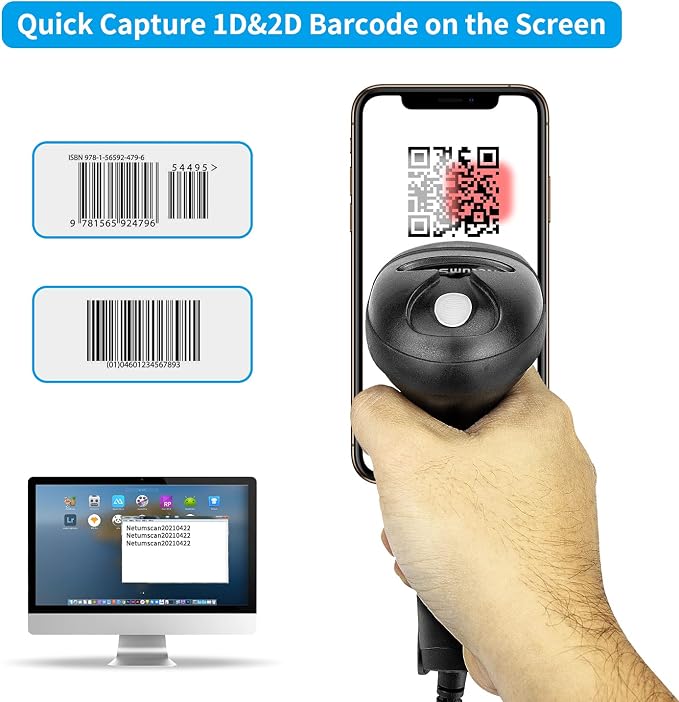 Handheld USB QR Barcode Scanner, NetumScan Wired Automatic 1D 2D Image Bar Code - Image 5