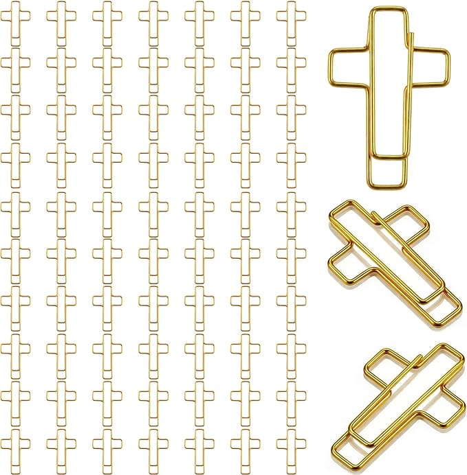 70 Pack Gold Cross Paper Clips, Decorative Paper Clips and Bookmarks by Unknown