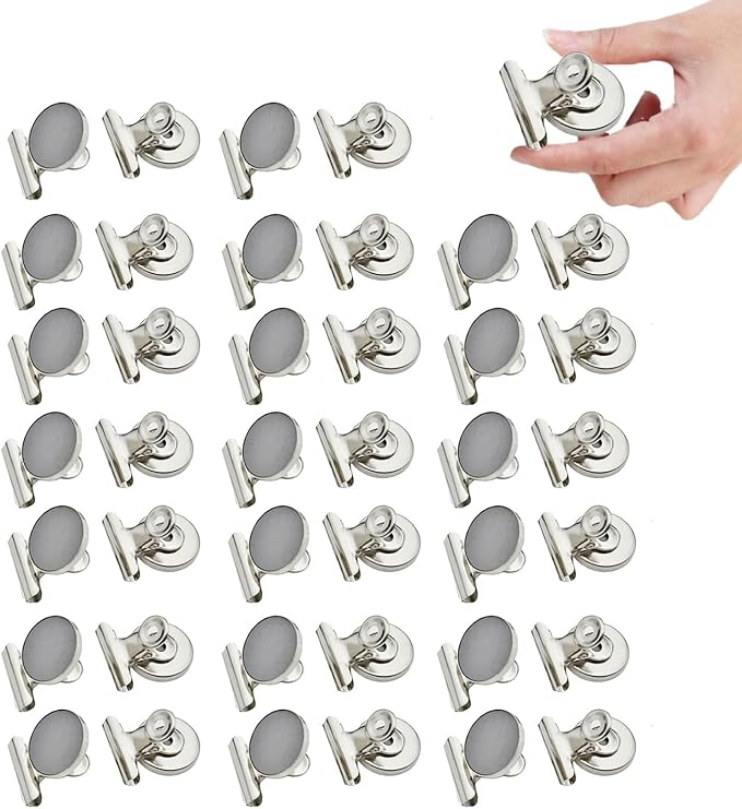 Strong Magnetic Clips, 40 Pack, 1-1/4 Inch, 31 mm, Refrigerator Magnet Clips by Makanu