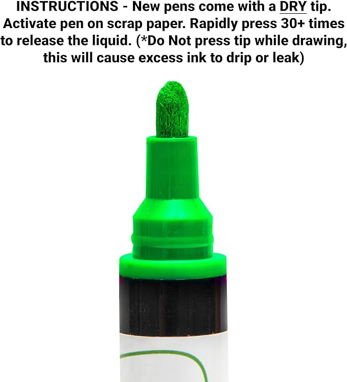 Glass Pen Window Marker: Liquid Chalk Pens for Glass, Whiteboard Markers with Washable Paint - Graduation, Car Windows, Mirror Pen, Storefront, Wedding, Parade, Party & Holiday (Green, Fine Tip)-DeskLoop Office