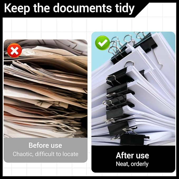 120 Pcs Small Binder Clips Black, 0.75in/19mm Mini Binder Paper Clips, Paper - Image 7