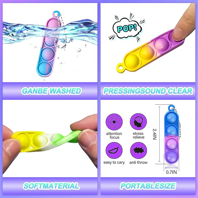 260 PCS Pop Keychain Bulk Party Favors, Fidget Toys - Image 2