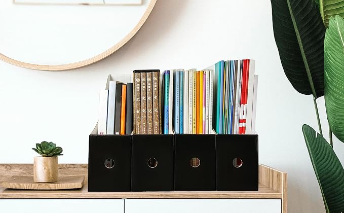 Limitliho 24 Pack Black Cardboard Magazine Holder, Sturdy Book Bins - Image 6