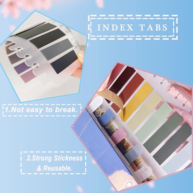 Potanro Sticky Tabs 1200 Pcs Sticky Book Tabs Colorful Annotation Tabs - Image 5