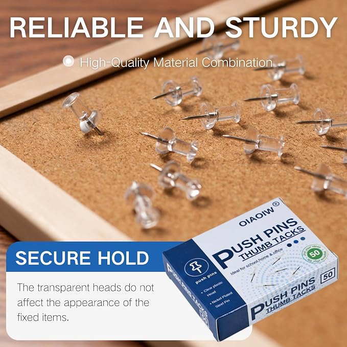 300pcs Clear Push pins for Bulletin Board Thumb Tacks for Walls pushpins Wall - Image 4