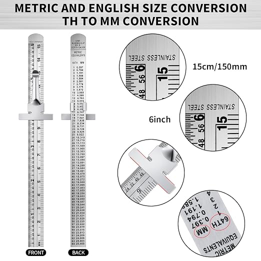 15 Pieces 6 Inch 15 cm Pocket Ruler Flexible Precision Stainless Steel Ruler - Image 2
