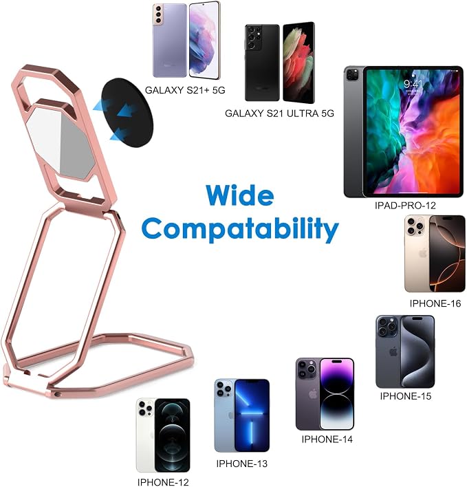 Phone Ring Holder Finger Kickstand, 360° Rotation Metal Phone Grip - Image 4