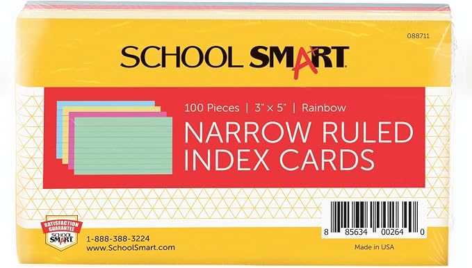 School Smart Ruled Index Cards, 3 x 5 Inches by SchoolSmart